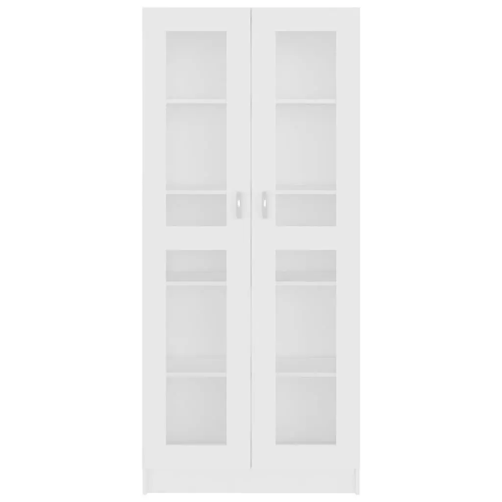 Vitrine Cabinet White 82.5x30.5x185 cm Storage Bookcase Shelving Display Unit