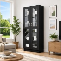 Practical Storage with a Stylish Black Display Cabinet