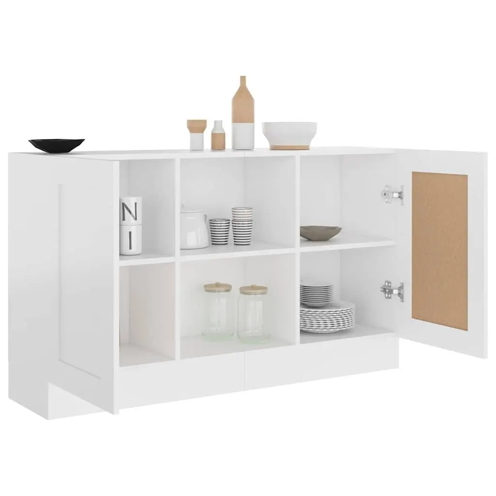 Sideboard Engineered Wood 120cm White 2 Doors 2 Compartments