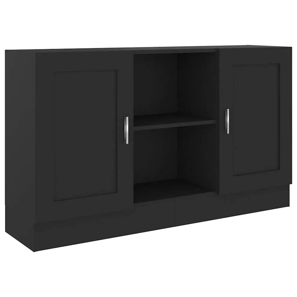 Sideboard Cabinet Engineered Wood Black 120x30.5x70cm 2 Door 2 Compartment