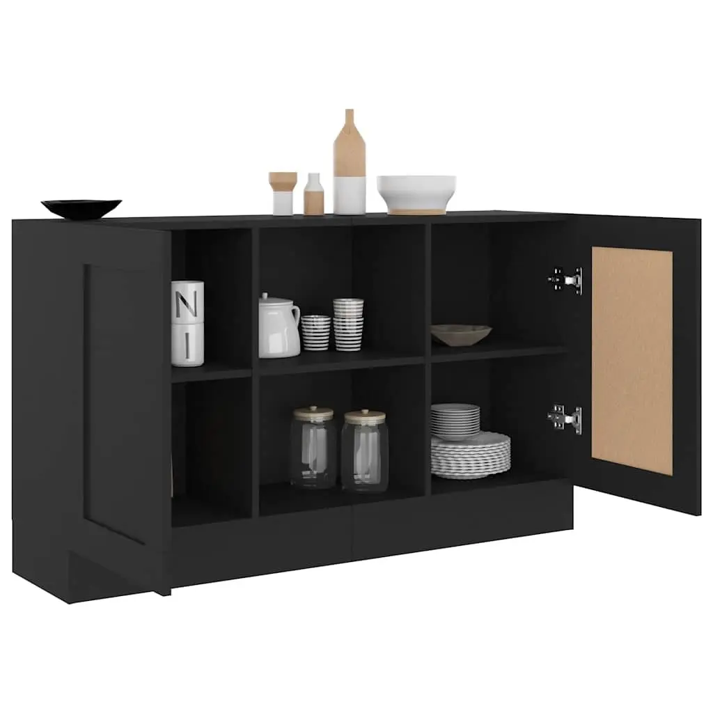 Sideboard Cabinet Engineered Wood Black 120x30.5x70cm 2 Door 2 Compartment