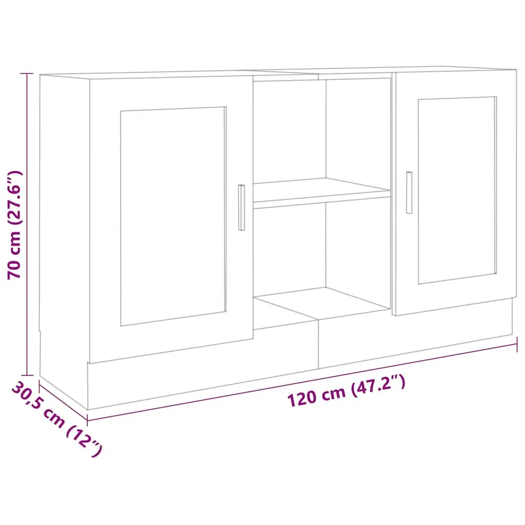 Sideboard Cabinet Engineered Wood Black 120x30.5x70cm 2 Door 2 Compartment