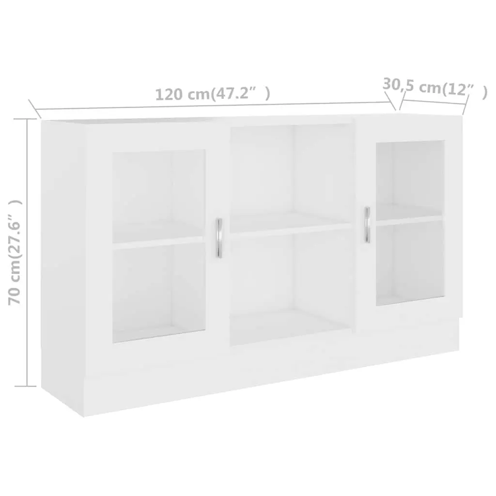 White Vitrine Cabinet Storage Sideboard with Doors Compartments Display