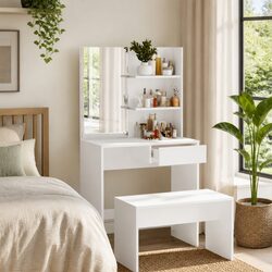 Dressing Table with Mirror and Storage Solutions