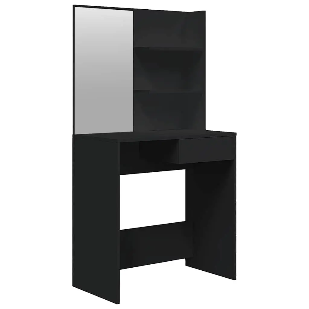Dressing Table Engineered Wood Black Vanity Makeup Storage 74.5 x 40 x 141 cm