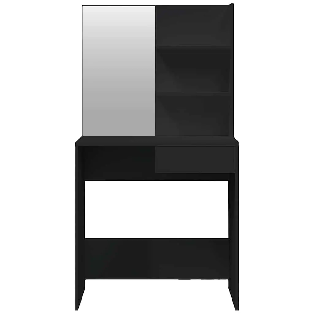 Dressing Table Engineered Wood Black Vanity Makeup Storage 74.5 x 40 x 141 cm