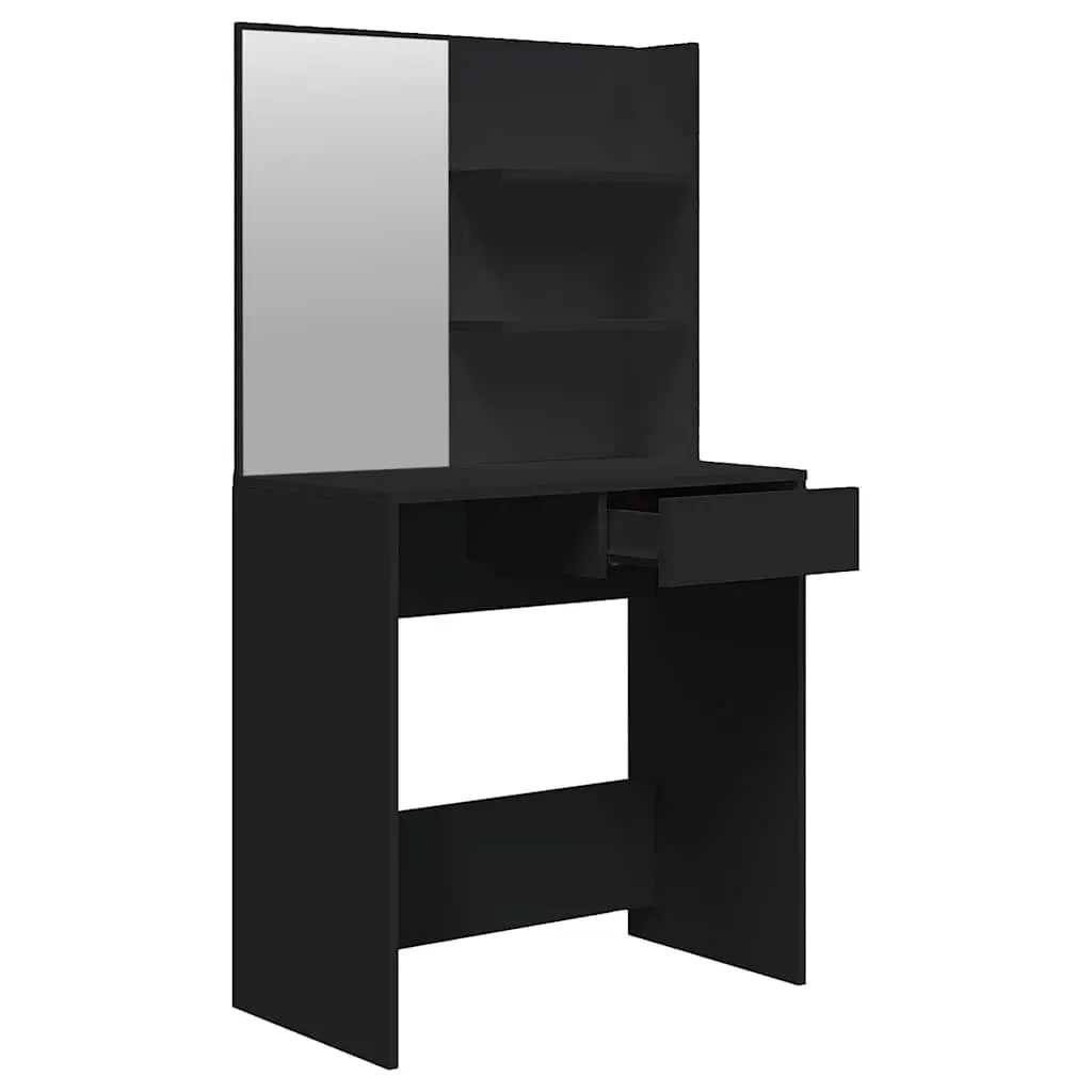 Dressing Table Engineered Wood Black Vanity Makeup Storage 74.5 x 40 x 141 cm