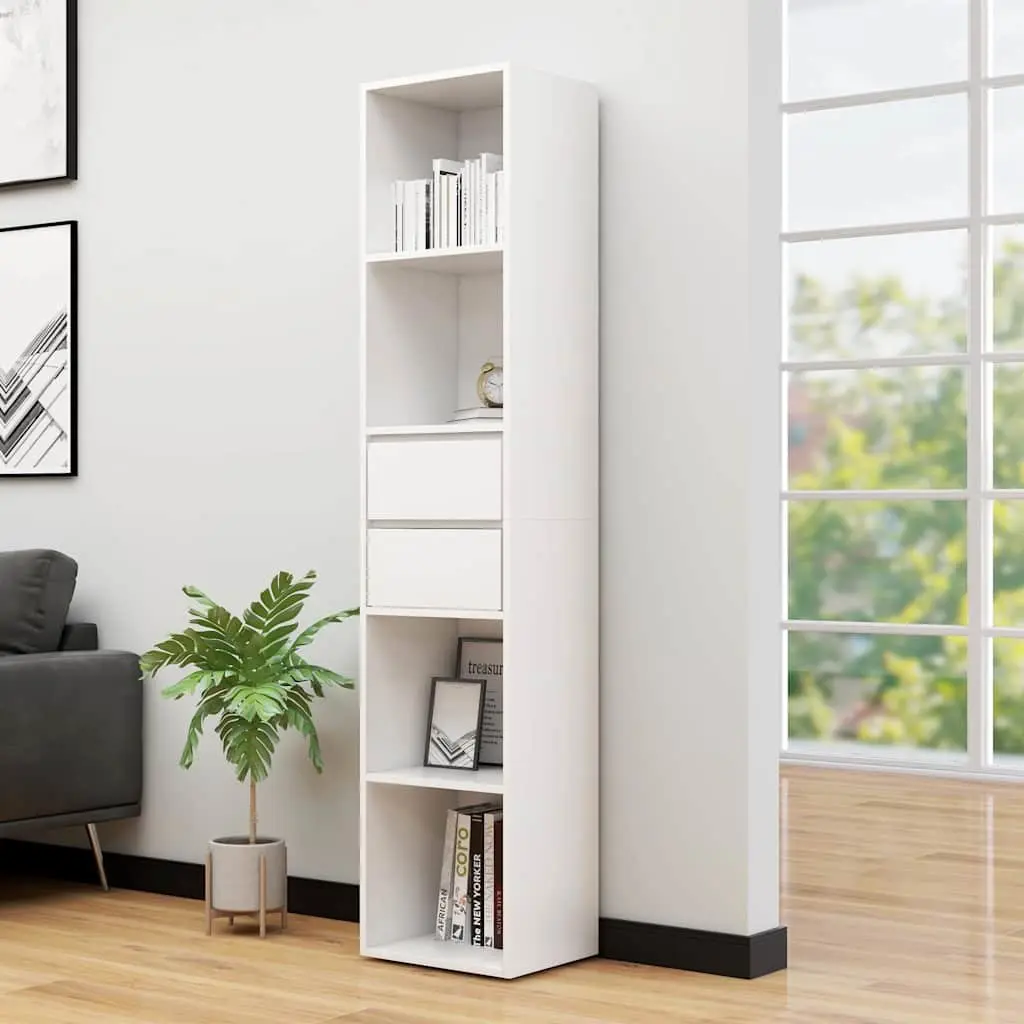 Wall-Mounted Book Cabinet Engineered Wood 36 x 30 x 171 cm White