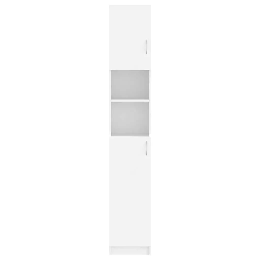 Bathroom Cabinet Engineered Wood Tall White 4 Shelves with Doors 2 Open Shelves