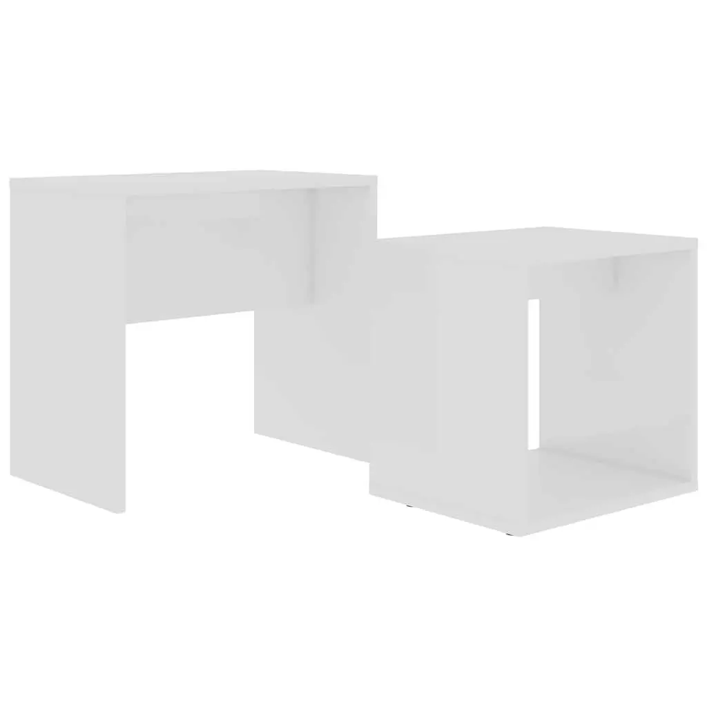 Coffee Table Set 2-Piece Nesting Design White Living Room Accent Furniture