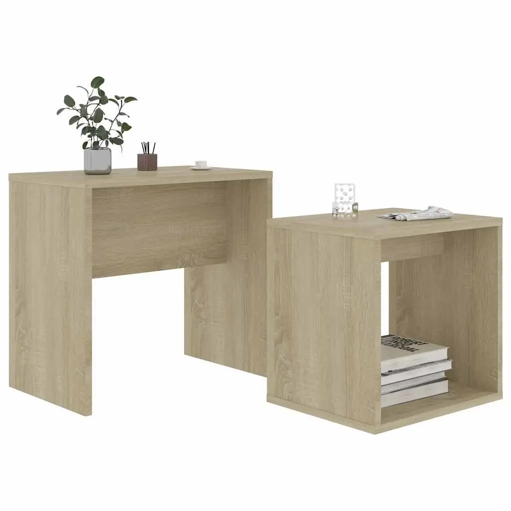 Coffee Table Set Engineered Wood 2 Piece Brown