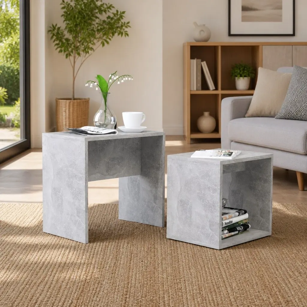 2-Piece Grey Nesting Coffee Table Set