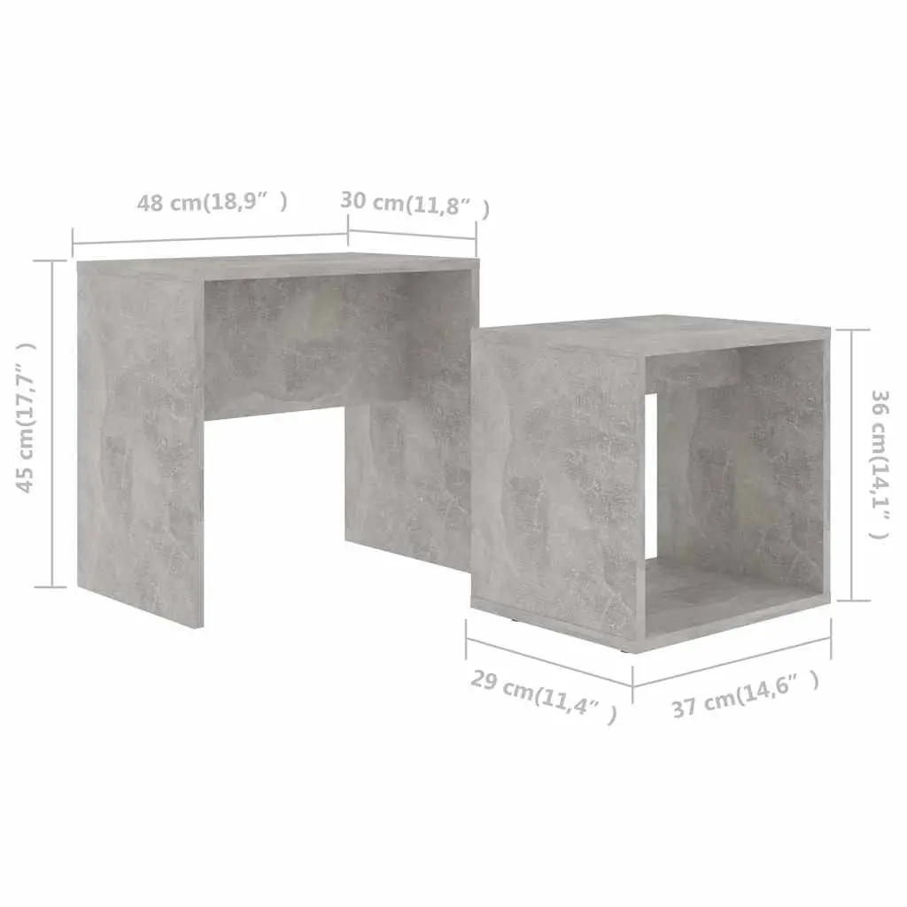 2-Piece Grey Nesting Coffee Table Set