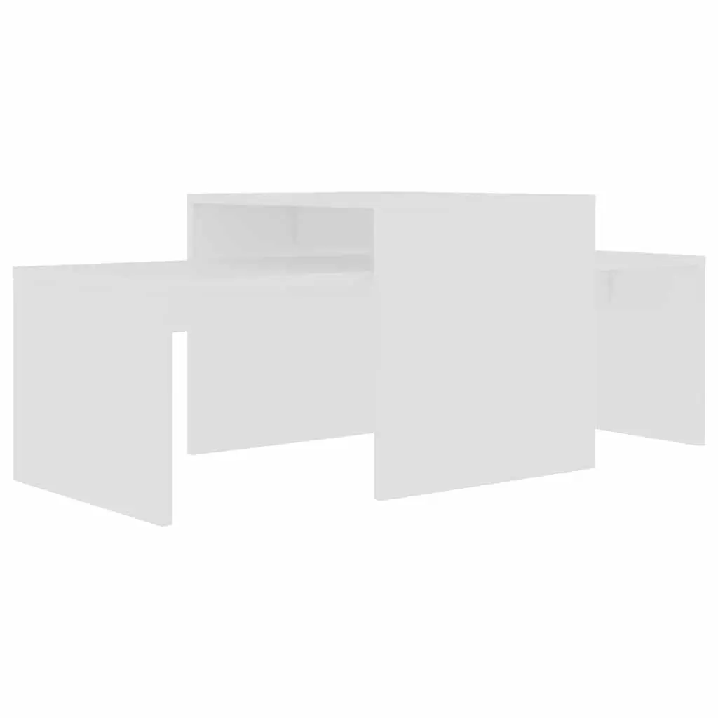 Coffee Table Set White Nesting Design Engineered Wood Living Room Furniture