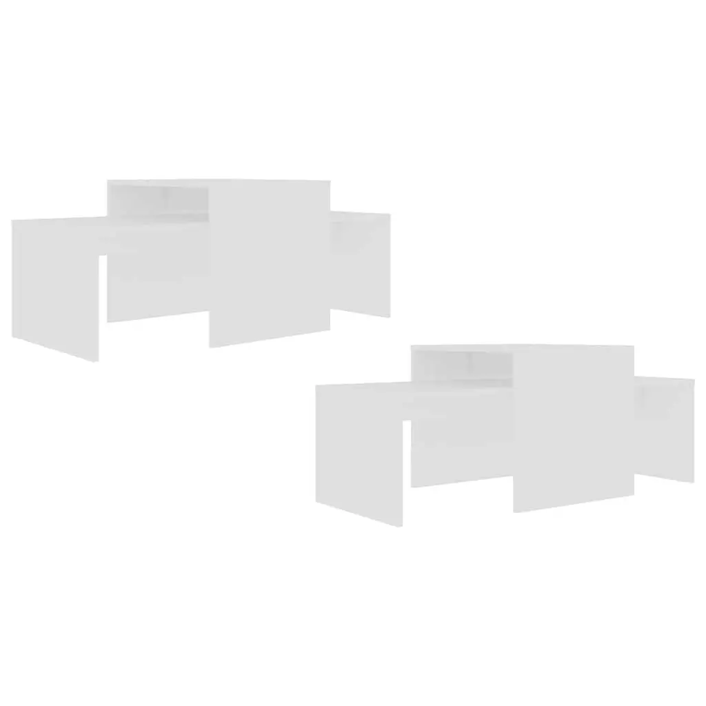 Coffee Table Set White Nesting Design Engineered Wood Living Room Furniture