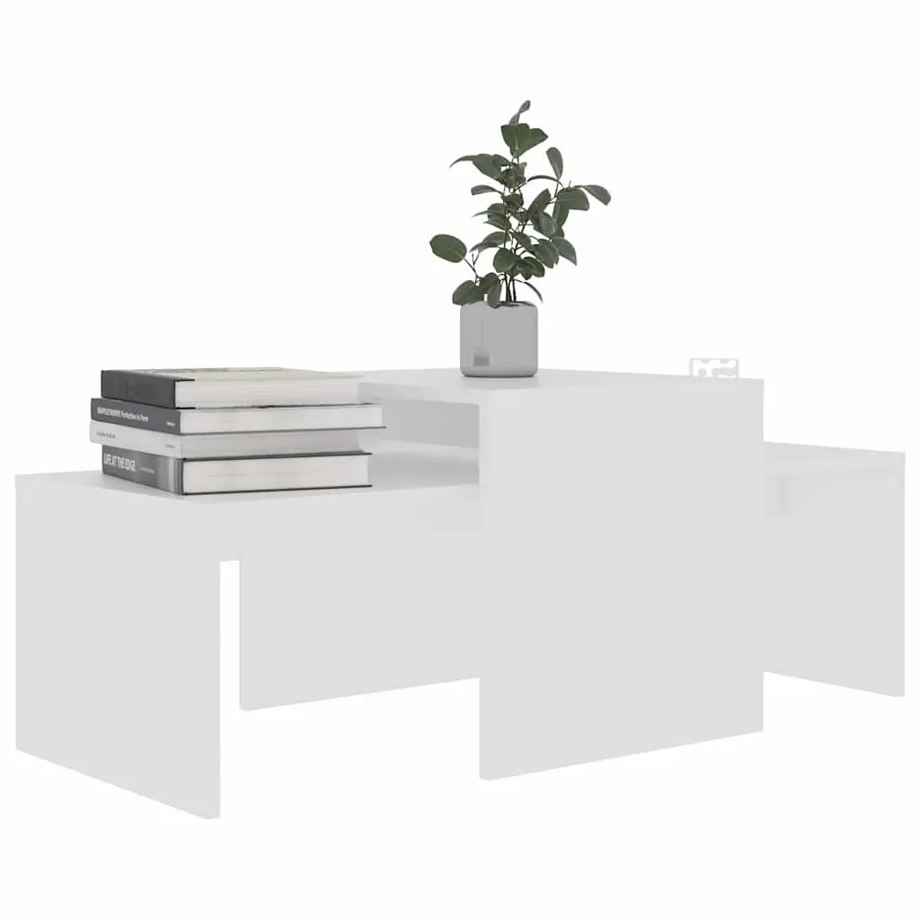 Coffee Table Set White Nesting Design Engineered Wood Living Room Furniture