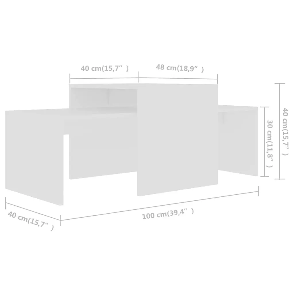Coffee Table Set White Nesting Design Engineered Wood Living Room Furniture