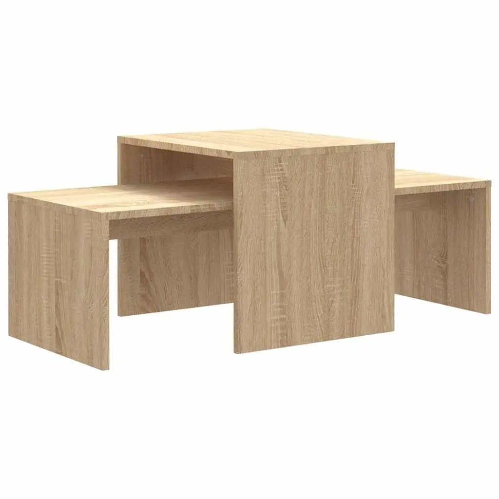 Nesting Coffee Table Set Brown Engineered Wood Space Saving Accent Tables