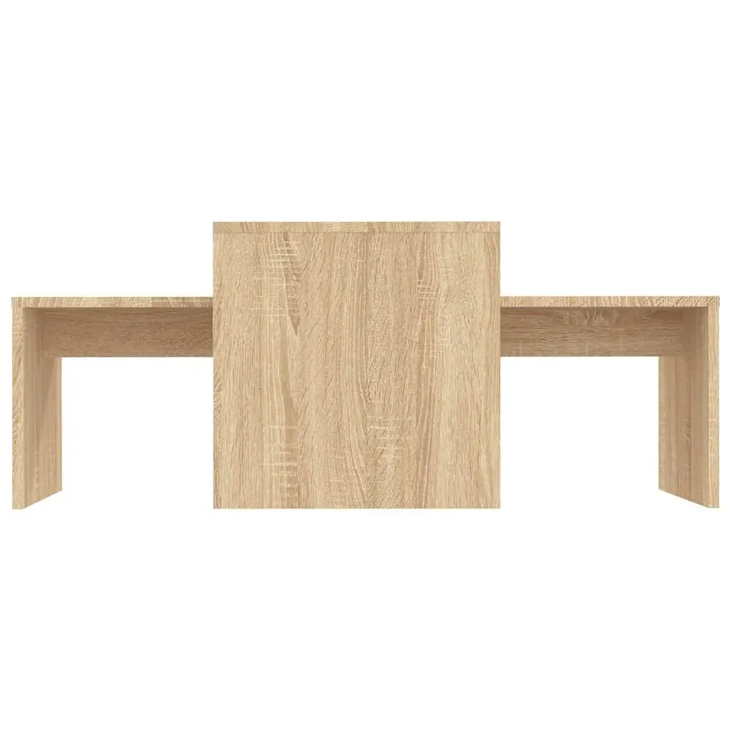 Nesting Coffee Table Set Brown Engineered Wood Space Saving Accent Tables