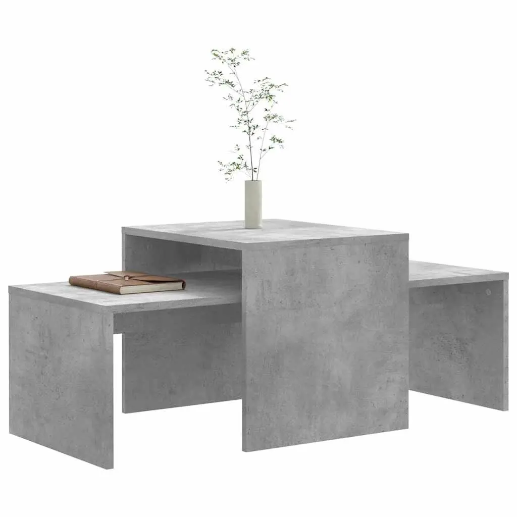 Nesting Coffee Table Set Engineered Wood Grey