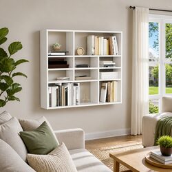 White Wall Shelf 90x16x78 cm for Display and Storage
