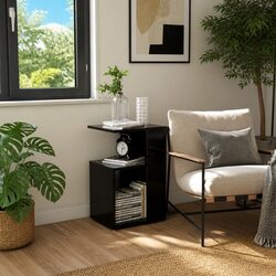 End Table Black Modern Side Storage Coffee Table Accent Furniture Living Room