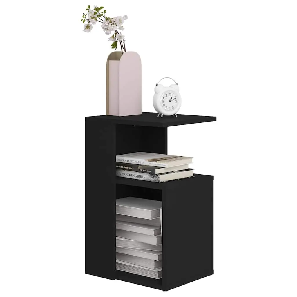 End Table Engineered Wood 36 x 30 x 56 cm Black Modern Side Storage Coffee Table Accent Furniture Living Room
