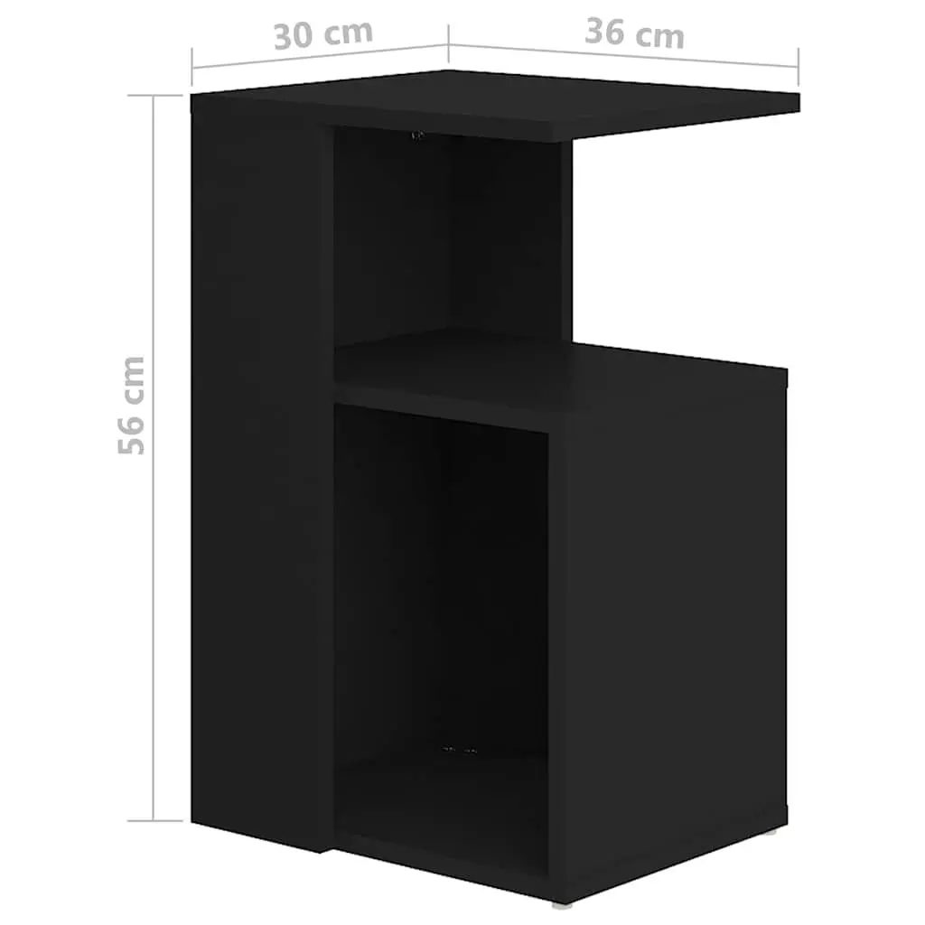 End Table Engineered Wood 36 x 30 x 56 cm Black Modern Side Storage Coffee Table Accent Furniture Living Room