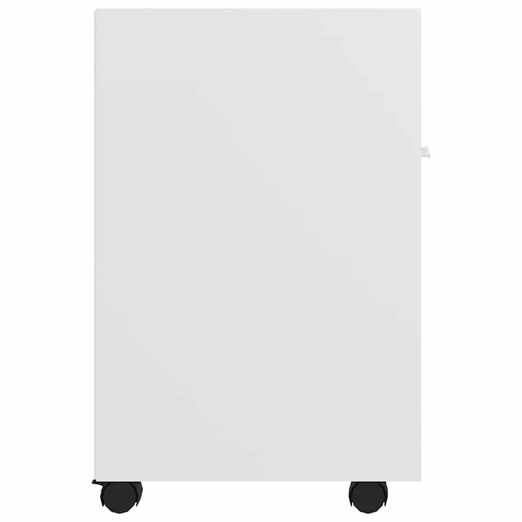 White Storage Cabinet with Wheels Engineered Wood Side Table Shelf Compartment