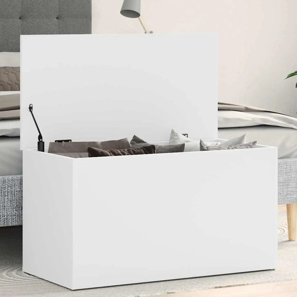 Storage Chest White Modern Living Room Bedroom Organizer Engineered Wood Box