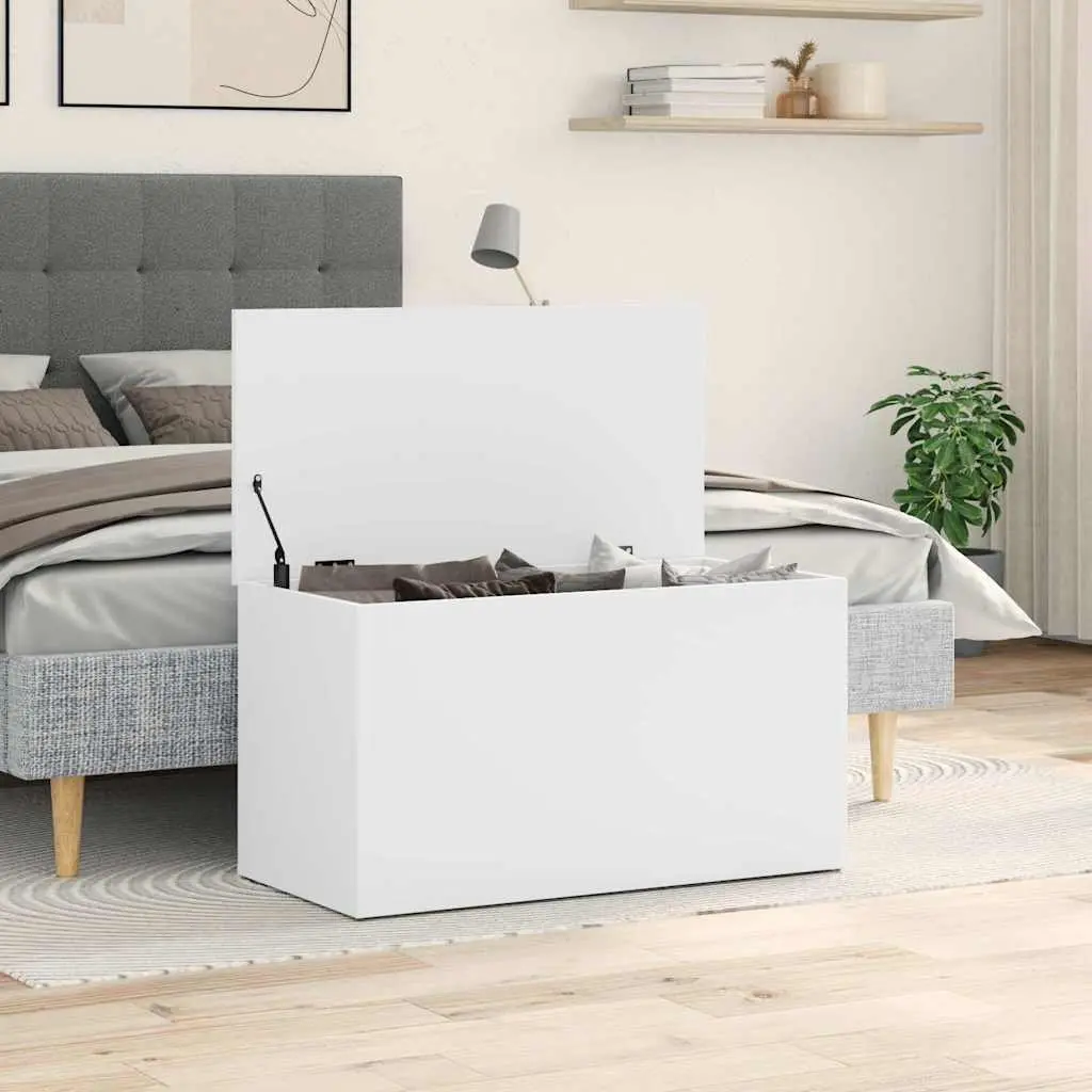Storage Chest White Modern Living Room Bedroom Organizer Engineered Wood Box