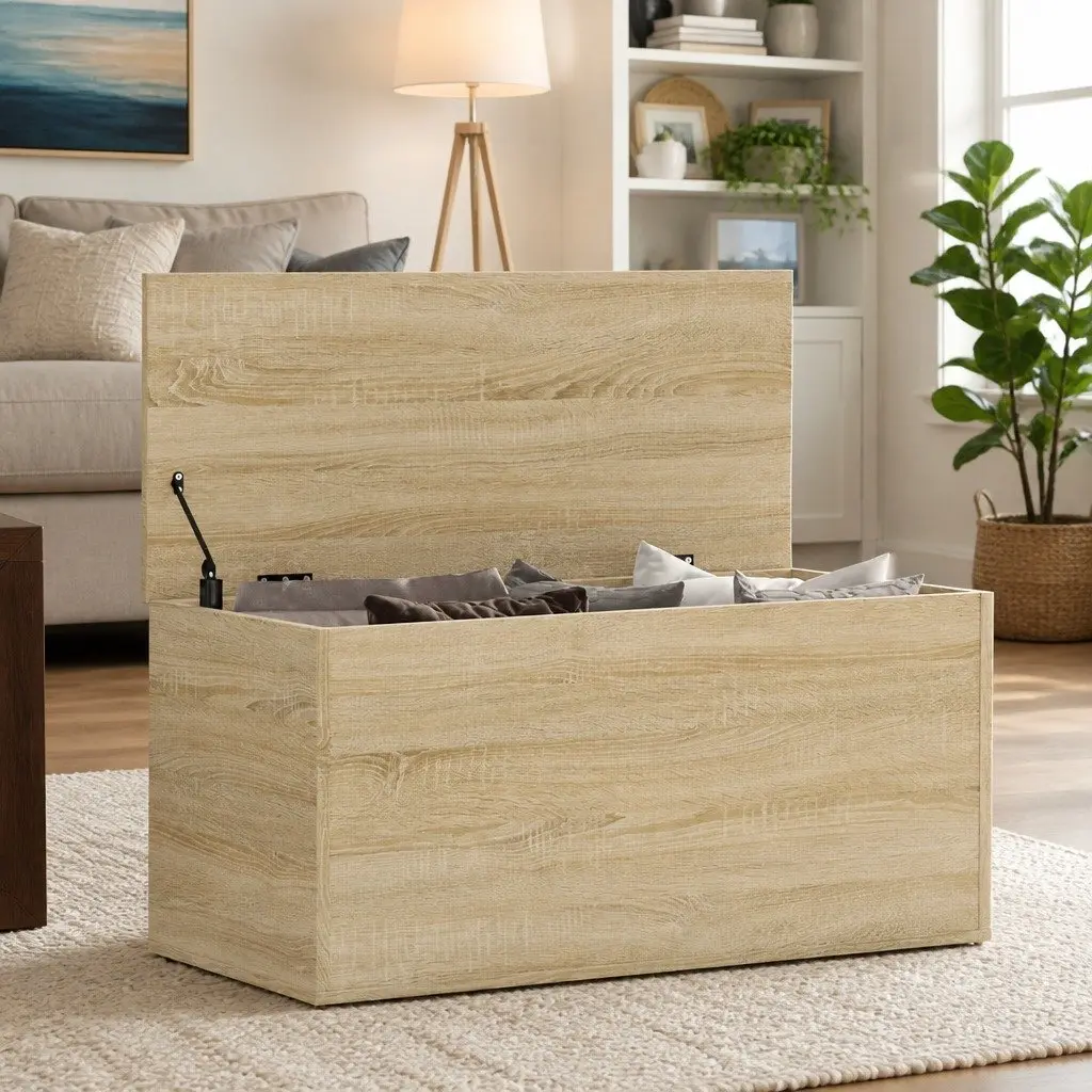 Storage Chest Wooden Organizer 84x42x46cm Brown
