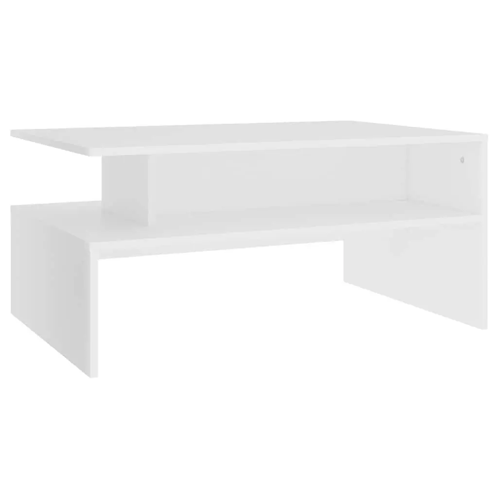 Coffee Table Engineered Wood 90 x 60 x 42.5 cm White Modern Living Room Storage Shelf