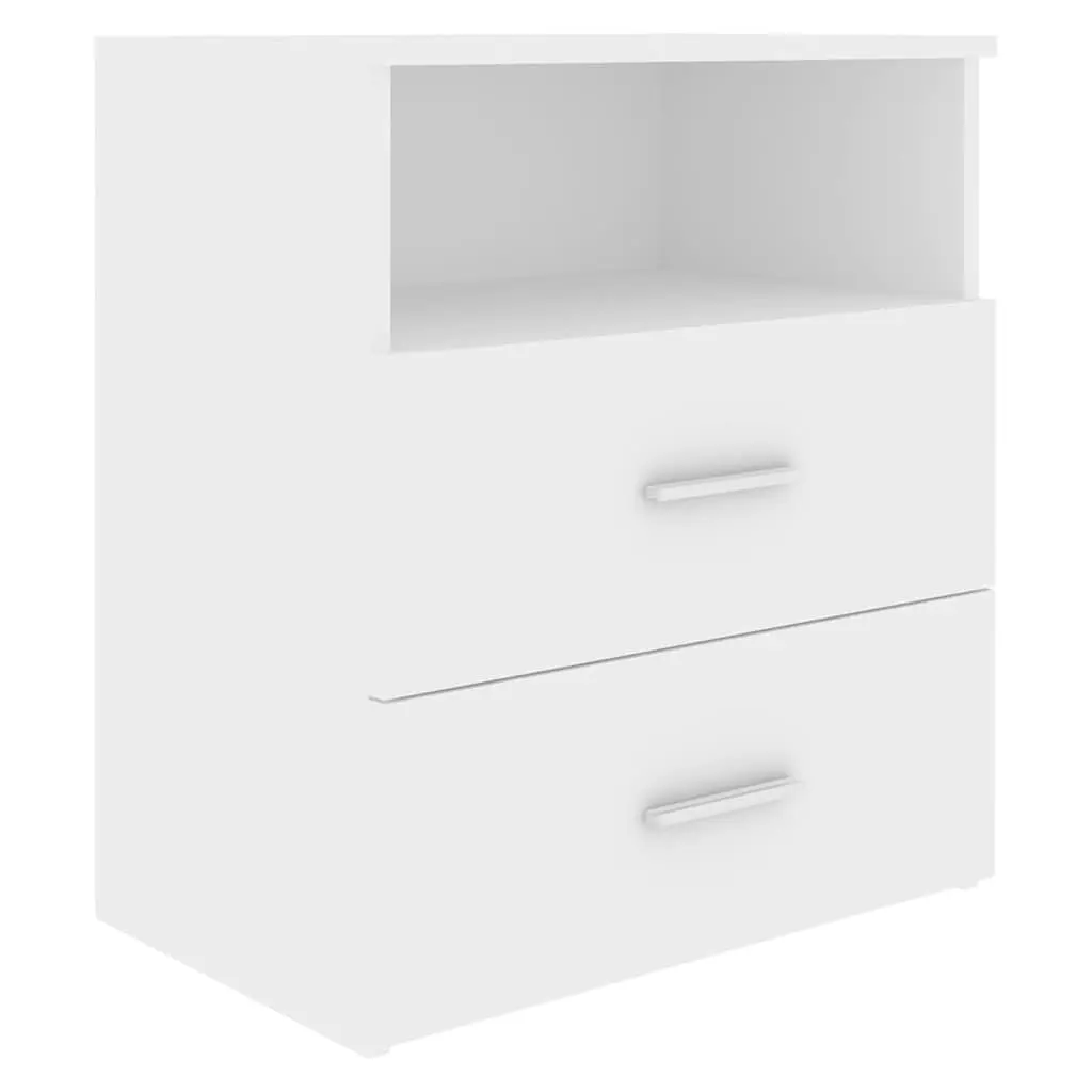 Nightstand Cabinet White Storage with Two Drawers and One Shelf 50x32x60cm