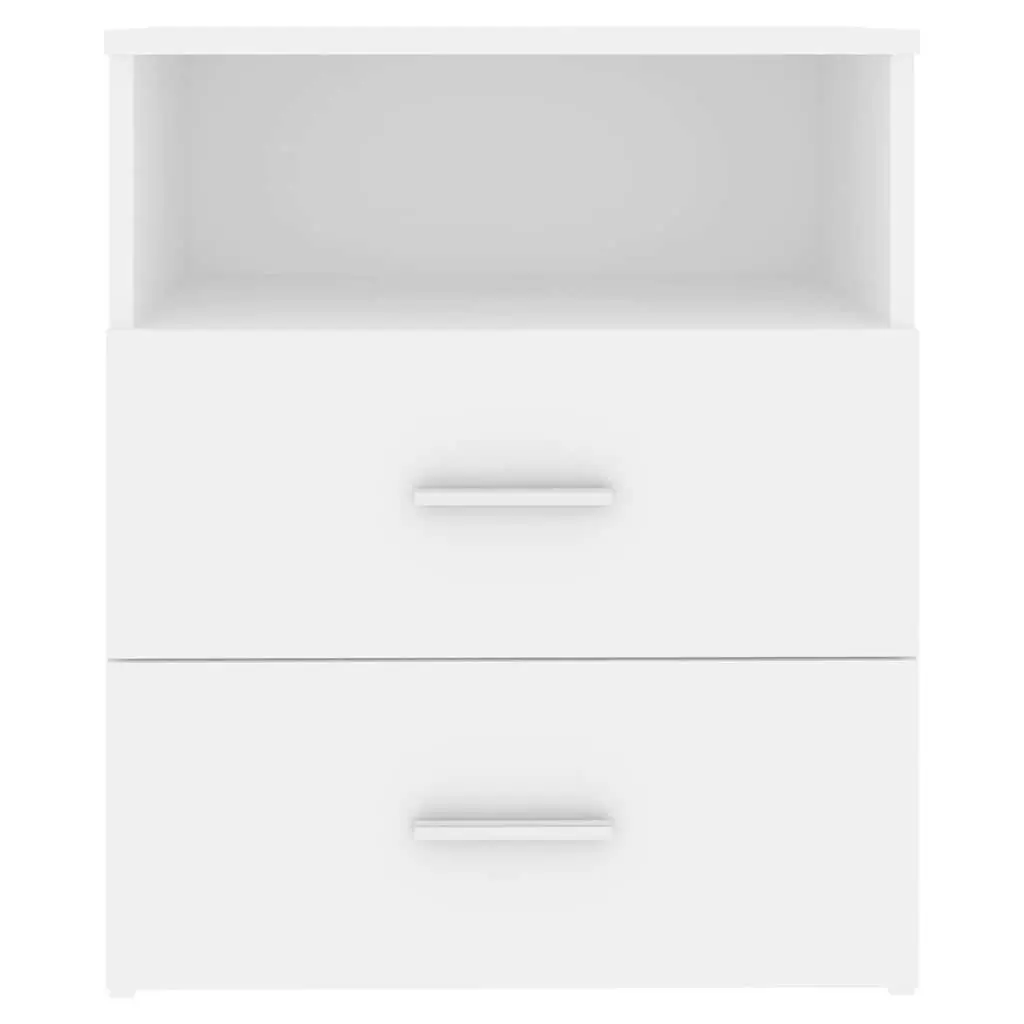Nightstand Cabinet White Storage with Two Drawers and One Shelf 50x32x60cm