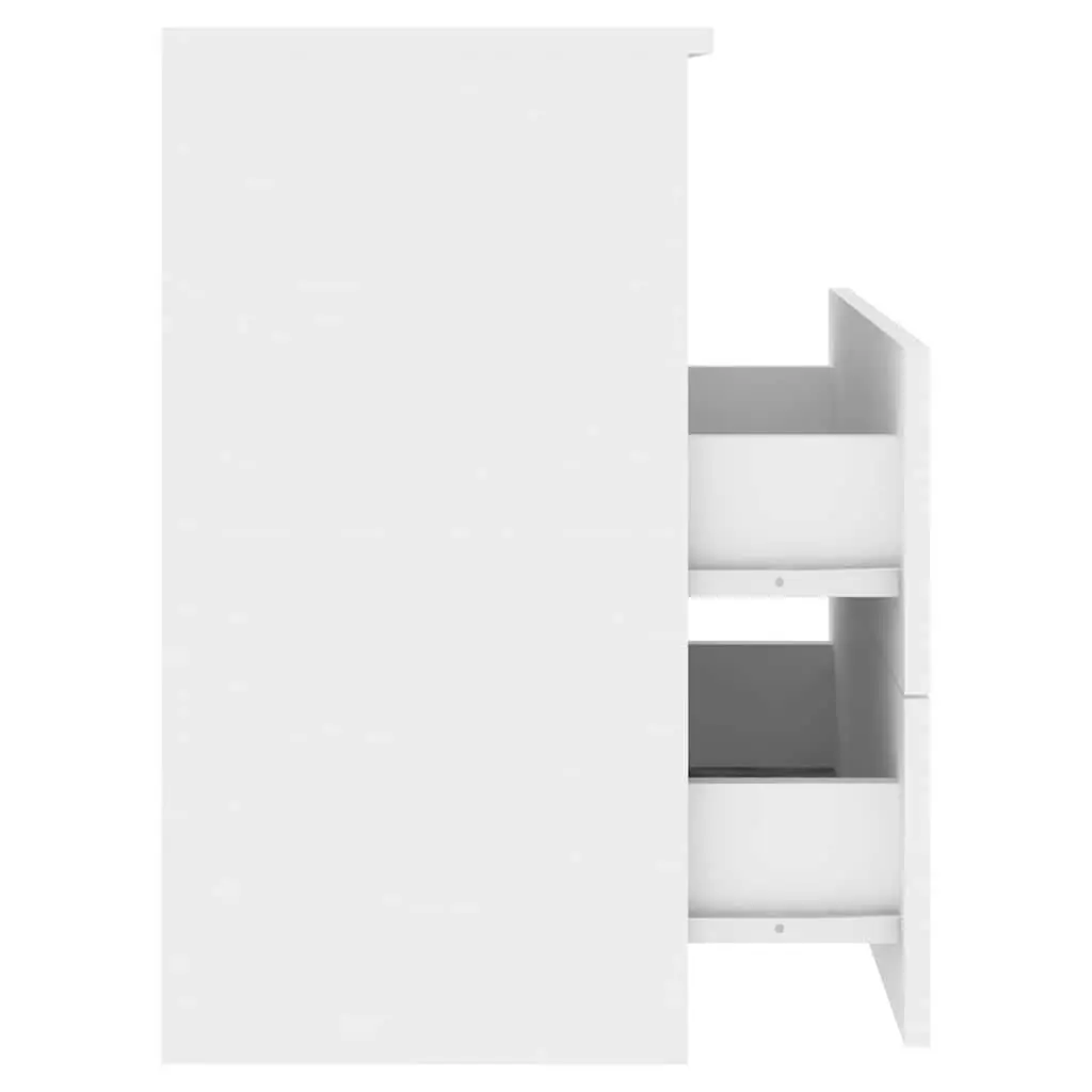 Nightstand Cabinet White Storage with Two Drawers and One Shelf 50x32x60cm