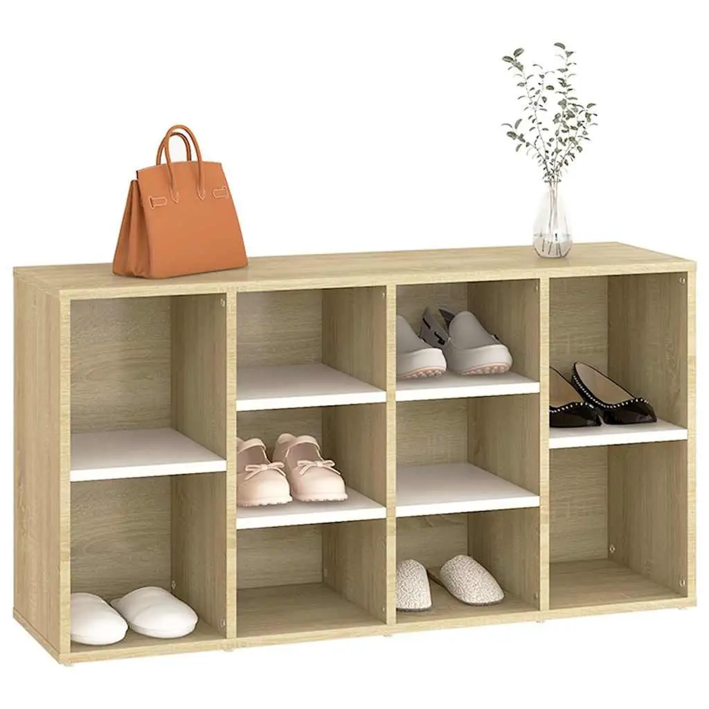 Shoe Bench Storage Cabinet Organiser Engineered Wood 103 x 30 x 55 cm Beige