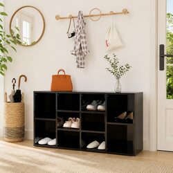 Functional Shoe Bench with High Gloss Black Finish