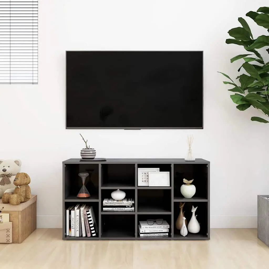 Shoe Organiser Cabinet High Gloss Grey Engineered Wood 10 Shelves Multifunctional Storage Bench
