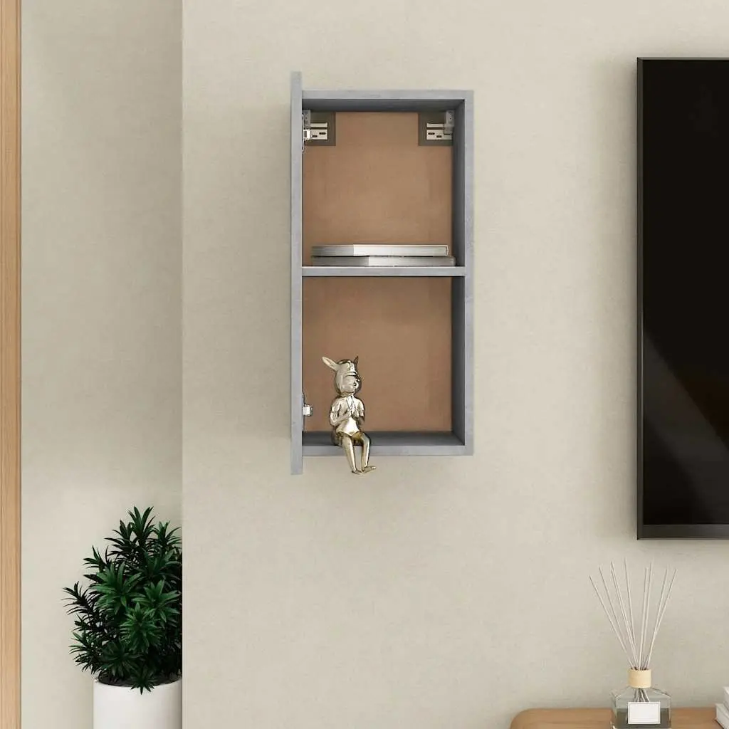 Wall-Mounted TV Cabinet Grey 2 Shelves Living Room Storage Unit Engineered Wood