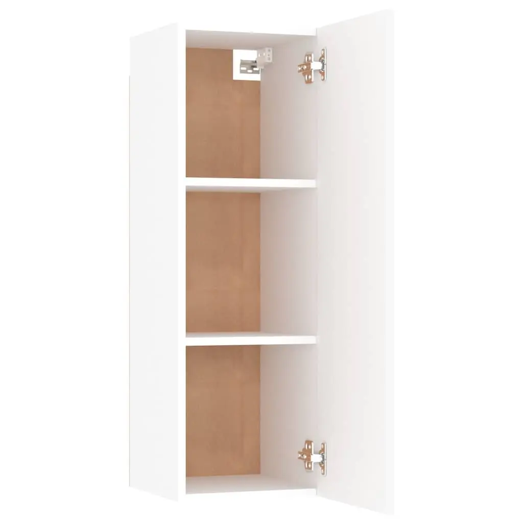TV Cabinet White Wall-Mounted Living Room Storage Unit with 2 Shelves