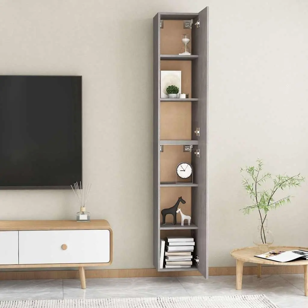 Wall-Mounted TV Cabinet Set Engineered Wood 30.5 x 30 x 90 cm Grey