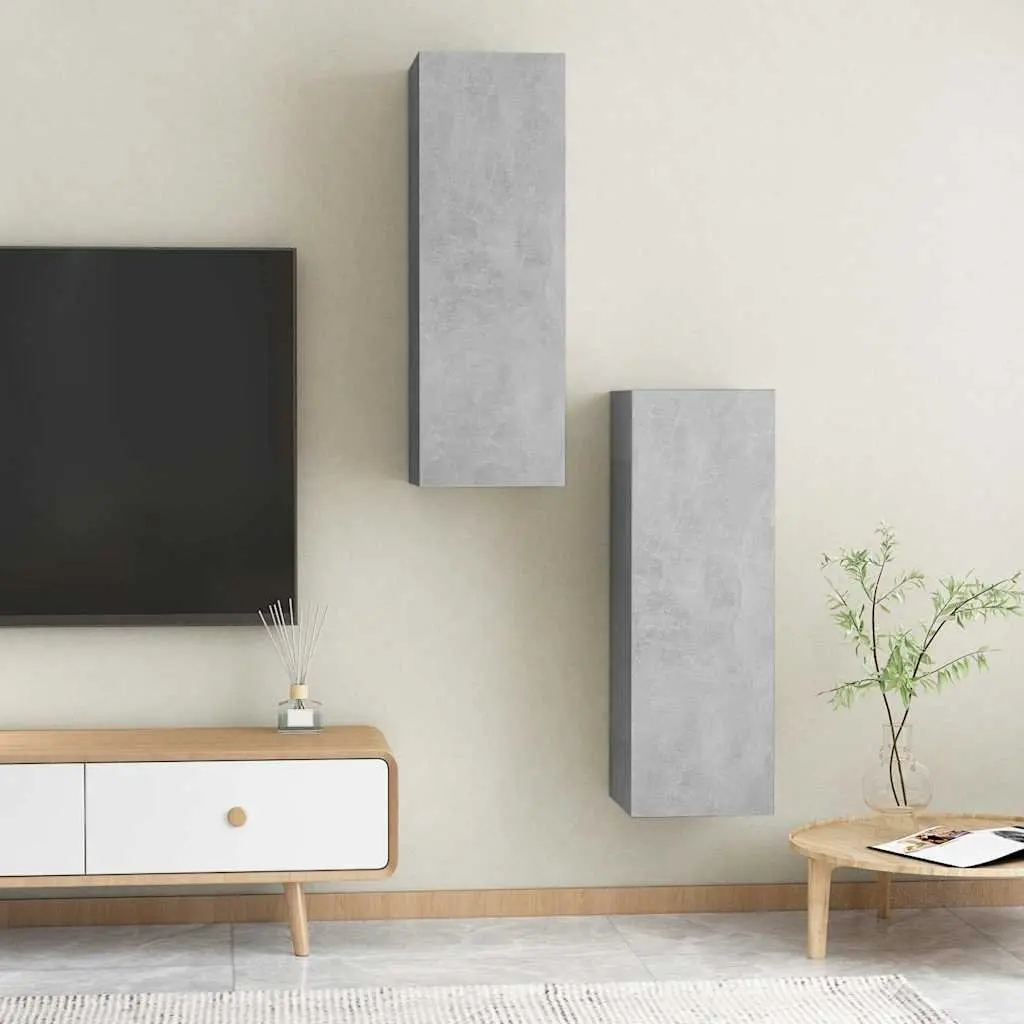 Wall-Mounted TV Cabinet Set Engineered Wood 30.5 x 30 x 90 cm Grey