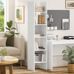 Functional White Storage Cabinet with 5 Book Compartments