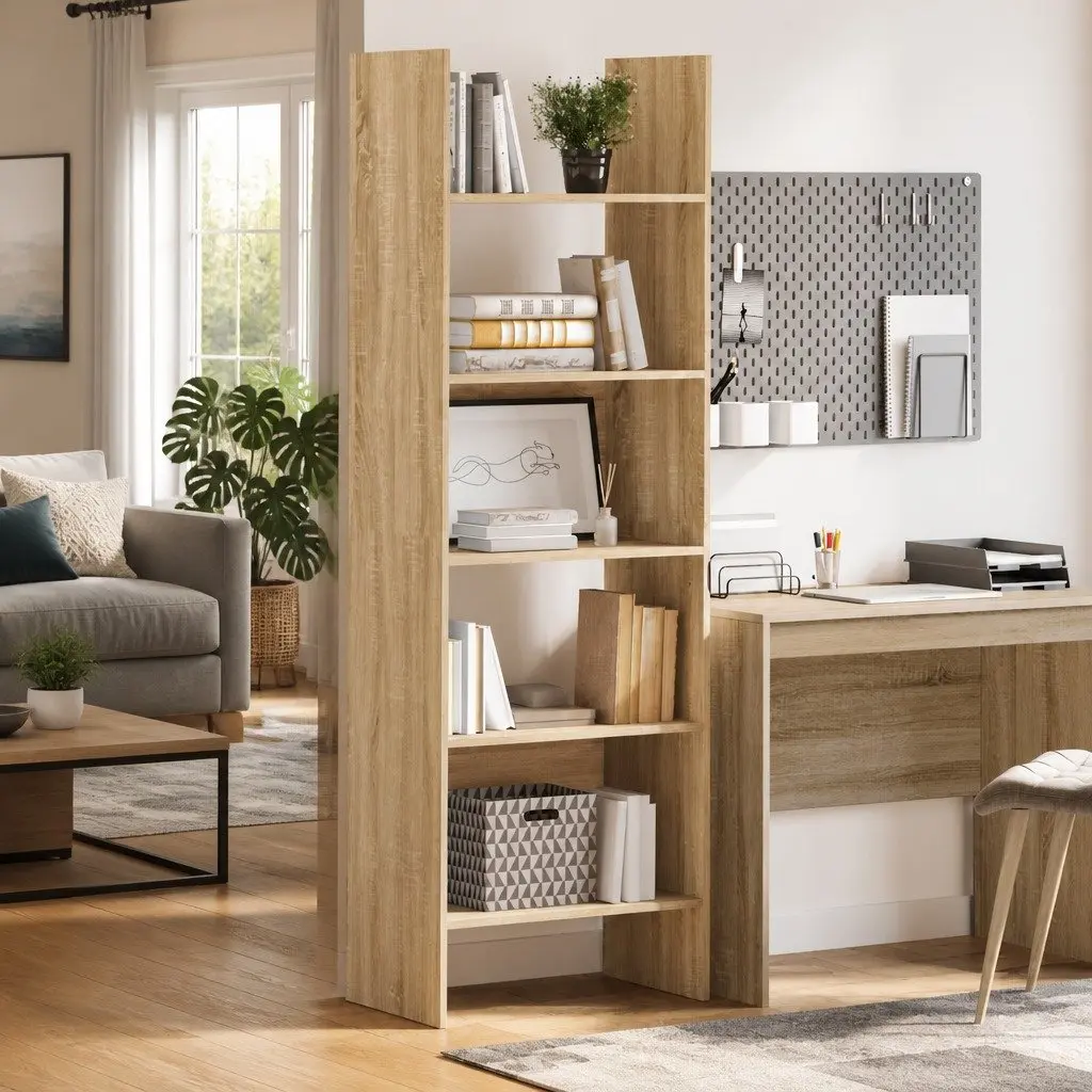 Book Cabinet Sonoma Oak 60x35x180 cm Engineered Wood Shelving Storage Unit