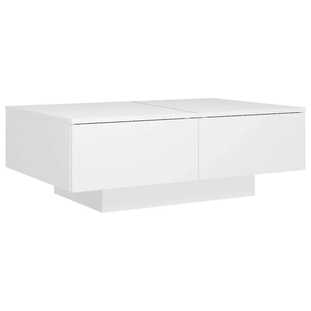 White Engineered Wood Coffee Table Compact Living Room Furniture Size 90x60x31cm