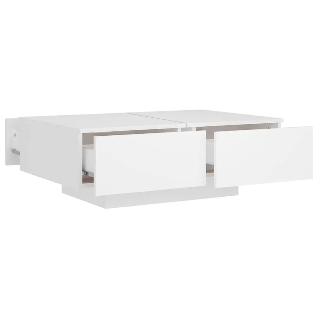 White Engineered Wood Coffee Table Compact Living Room Furniture Size 90x60x31cm
