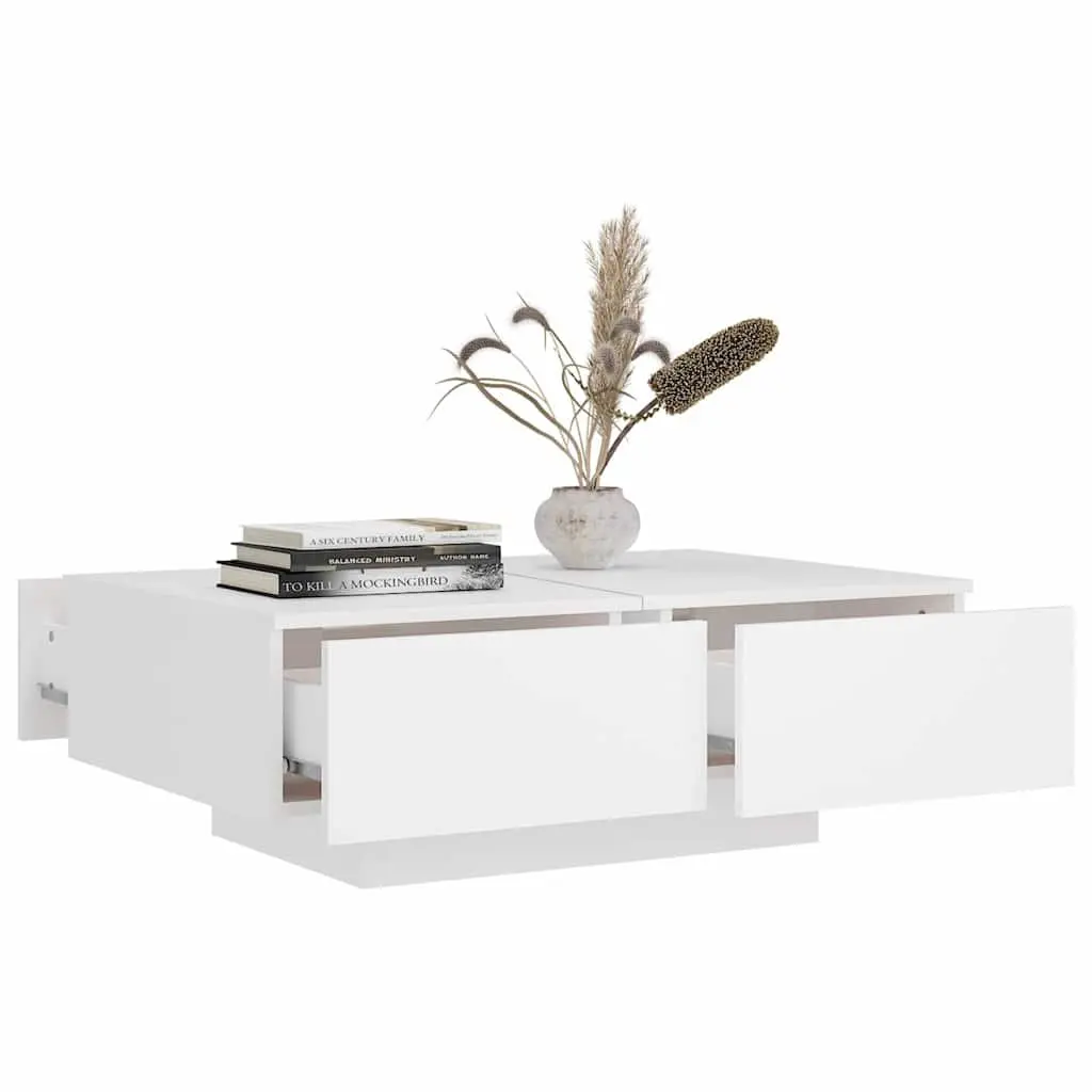 White Engineered Wood Coffee Table Compact Living Room Furniture Size 90x60x31cm