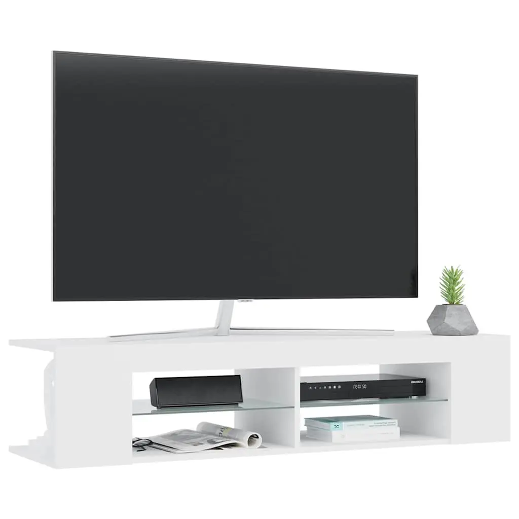 TV Cabinet Modern Storage White 135x39x30cm with RGB LED Lights