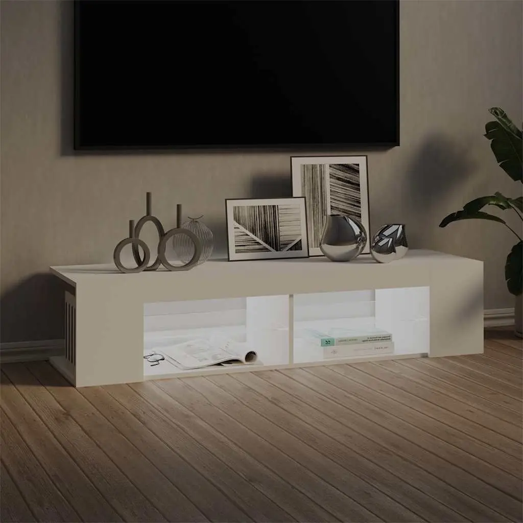 TV Cabinet Modern Storage White 135x39x30cm with RGB LED Lights